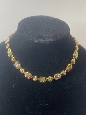 Multicolor Gold Floral Necklace - Choker - 90s - Taylor Swift